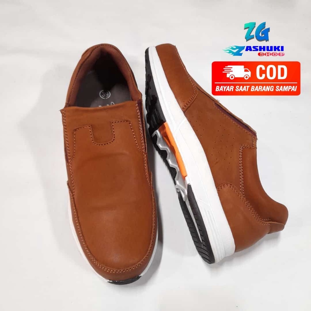 (ZG-SKP15) Sepatu Kulit Pria, Sepatu Slip On Pria, Sepatu Kulit Asli Magetan