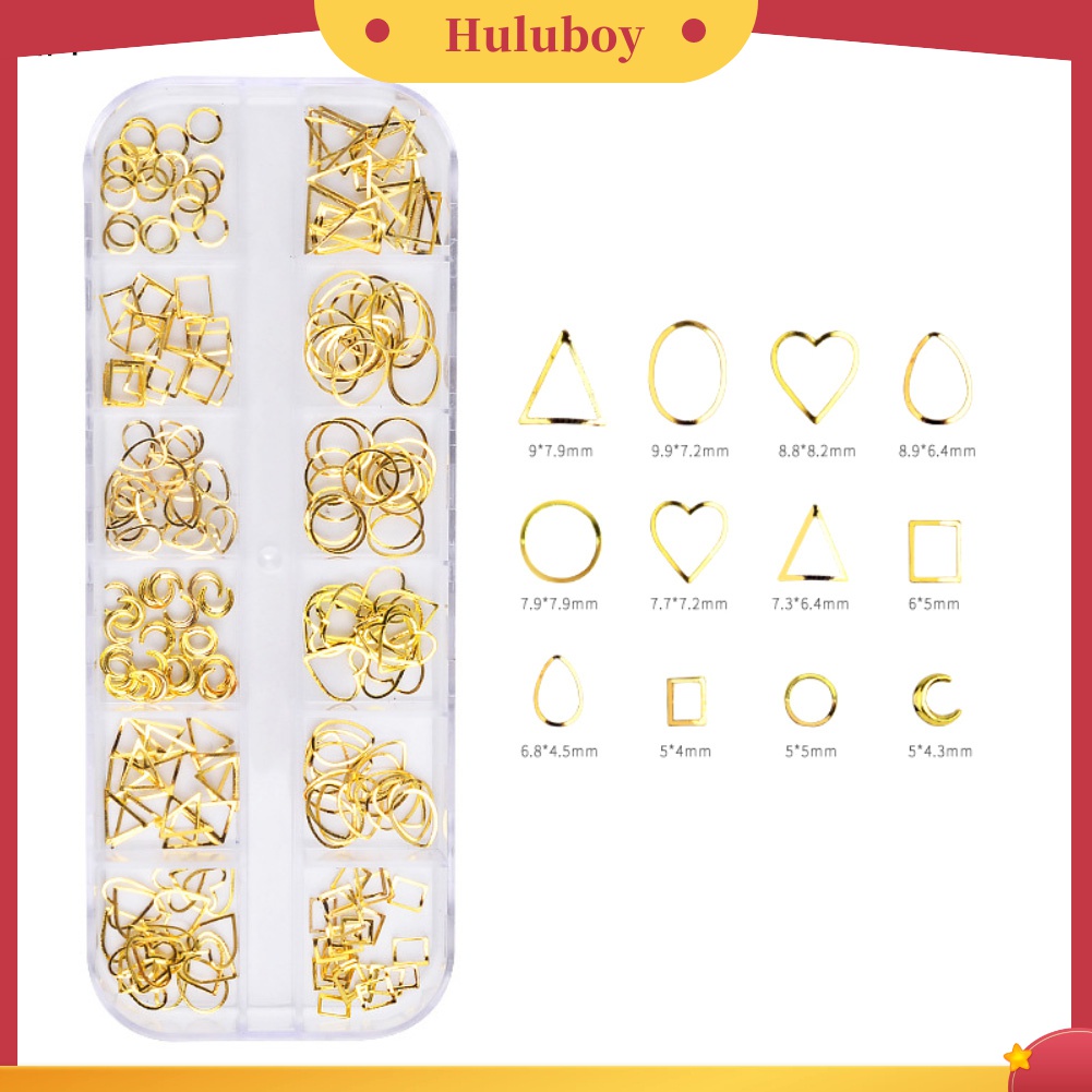 Huluboy Huluboy♡ Sequin Metal Hollow Bentuk Campur Untuk Dekorasi Nail Art DIY