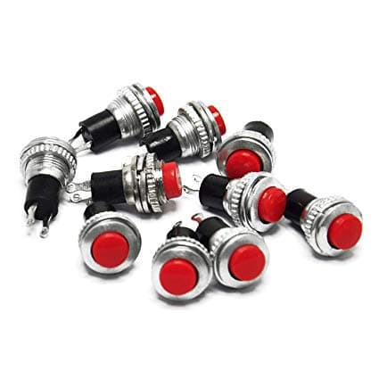 Tombol Push Button Switch Push On Reset 10mm Merah Non Latching