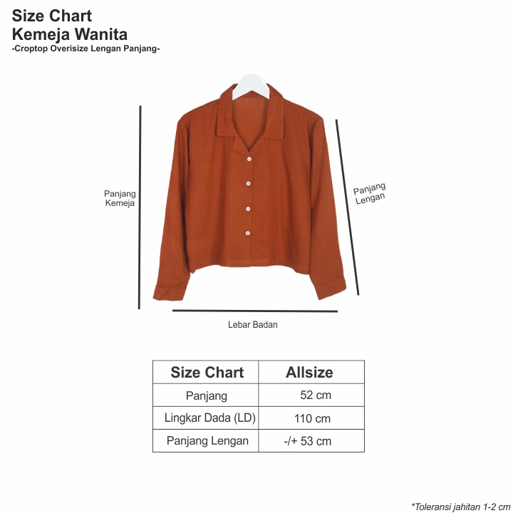 KEMEJA WANITA CROPTOP OVERSIZE POLOS LENGAN PANJANG KATUN RAYON CROP LONG SLEEVE ORGANIK