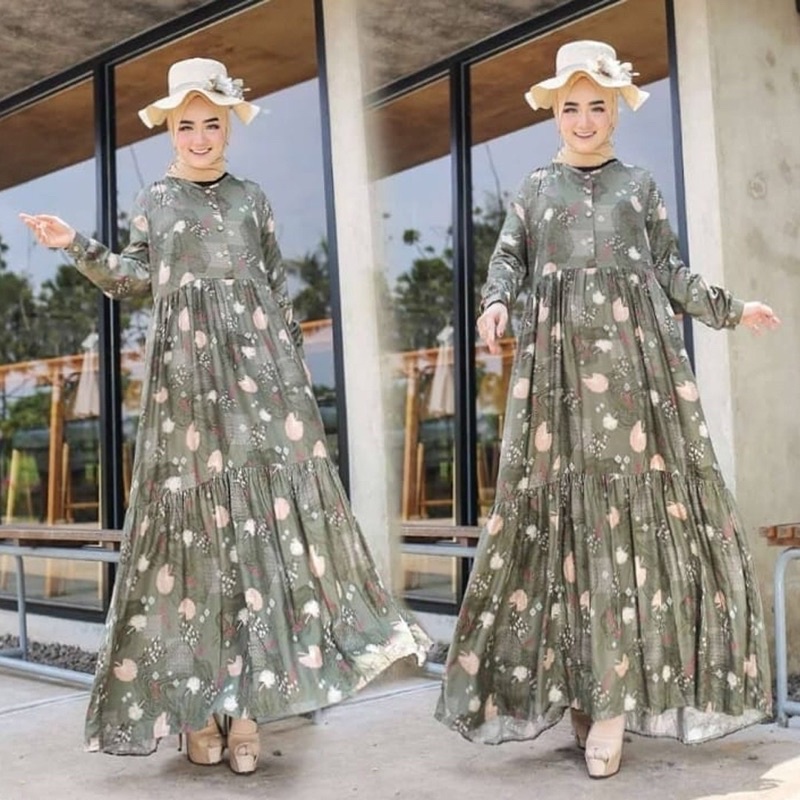 Gamis Rayon Homey Dress Terlaris / Gamis Muslim Syari Motif Terbaru-Mariam Dress