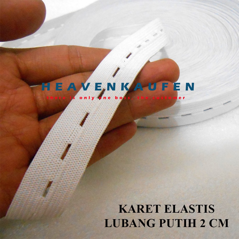 Elastis Lubang/Karet Elastis Berlubang Warna Putih Lebar 2 cm