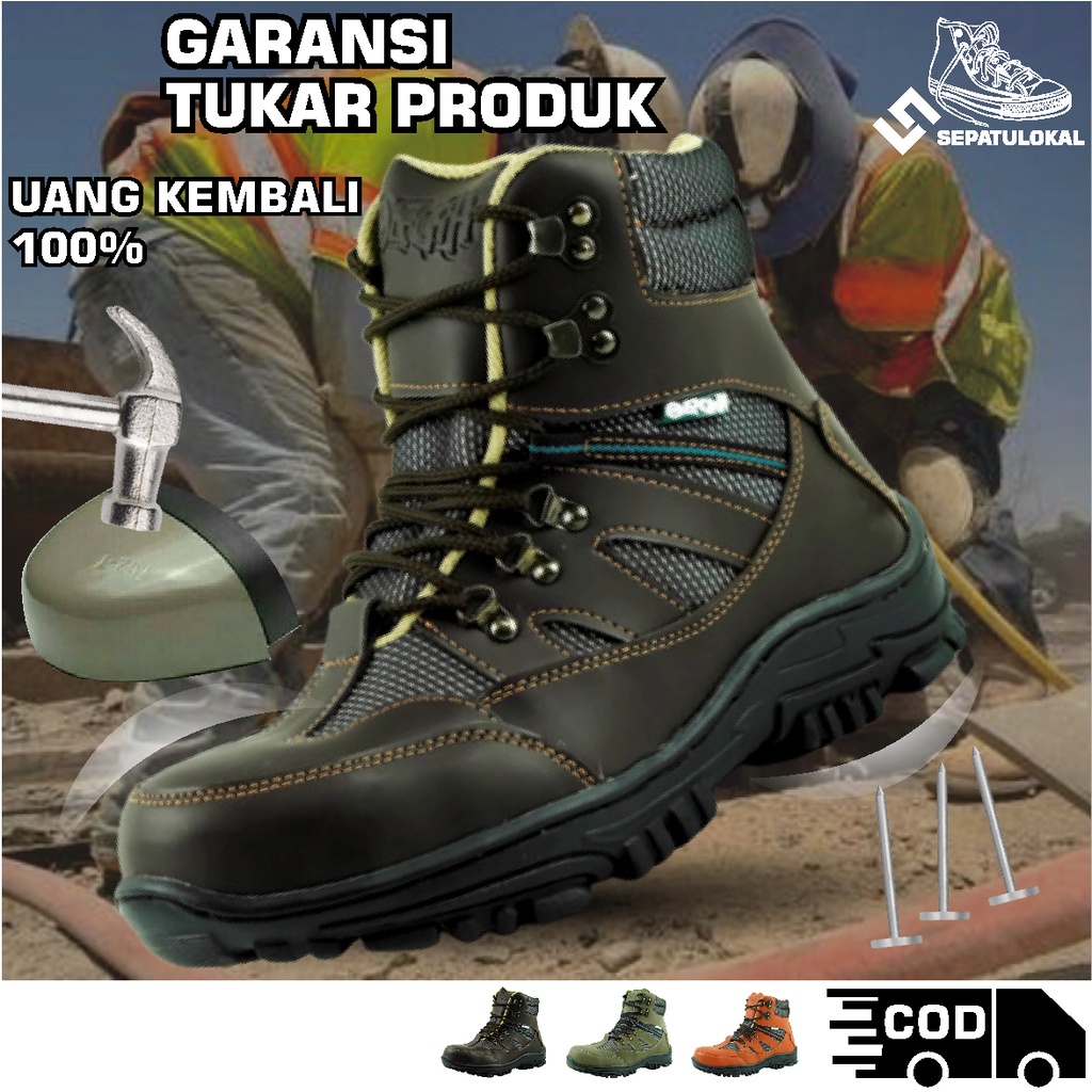 Jual Sepatu Pria Safty Boots Riding Spatu Kerja Proyek Lapangan Safety ...