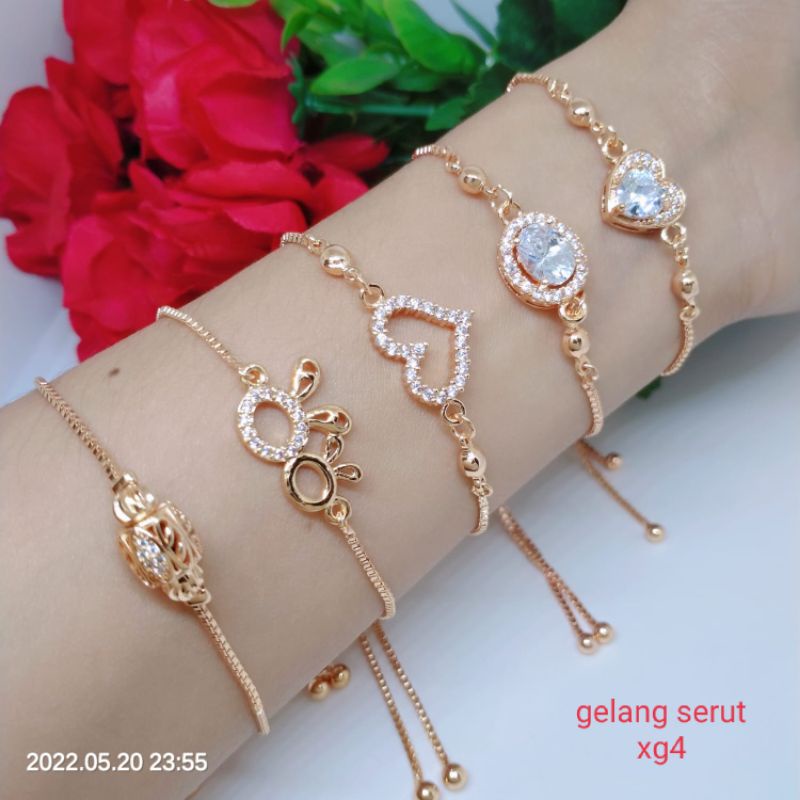 Gelang Serut Titanium Xuping Perhiasan Wanita  Aksesoris Lapis Emas 18,24 Karat