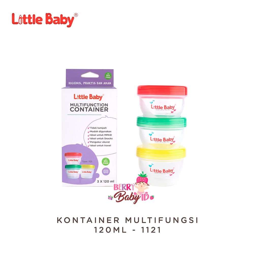 Little Baby 3 Pcs Kontainer Multifungsi Kecil 120ml #1121 Wadah MPASI Berry Mart