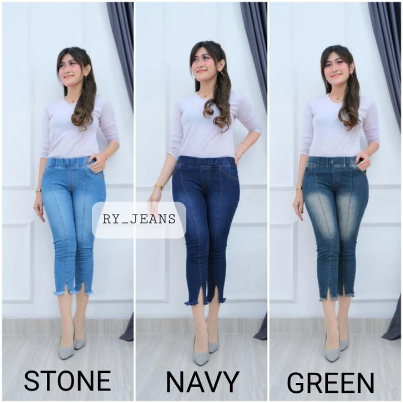 Celana jeans wanita jeans kolor skinny jeans street rawis strip