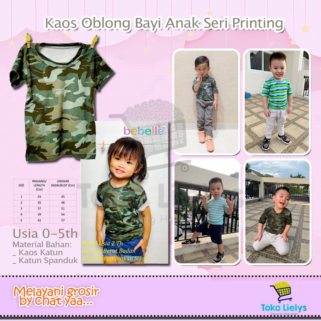 BEBELLE PABK0002 KAOS OBLONG BAYI ANAK SERI PRINTING UNISEX