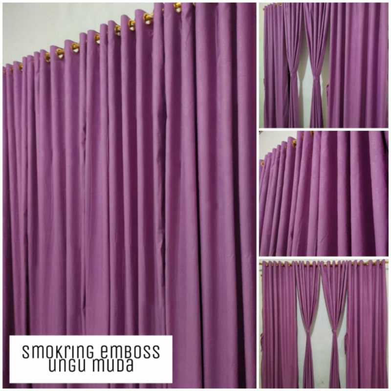 GORDEN JENDELA MOTIF EMBOSS UNGU 125X220 CM