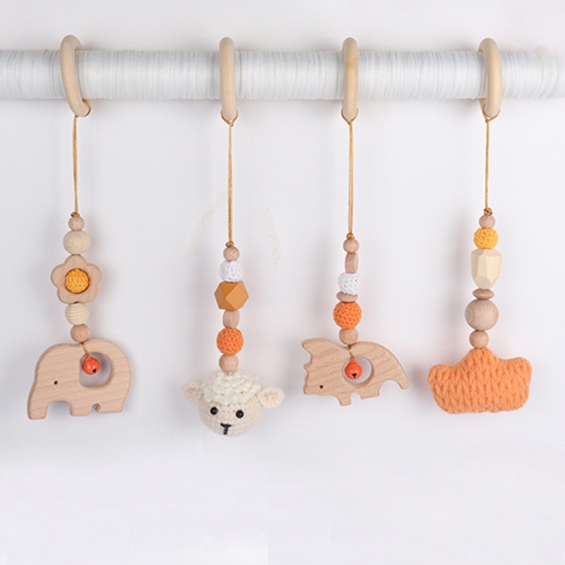 Mary 4pcs / Set Mainan Rattle Teether Bahan Kayu Untuk Bayi Newborn