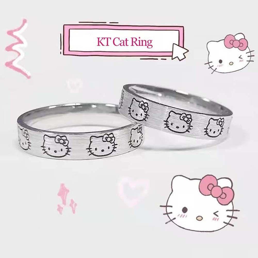 Mxbeauty Perak Terbuka Cincin Kepribadian Sederhana Gaya Korea Cincin Kucing Pacar Hadiah Perempuan Terbuka Cincin Tembaga Kulomi Cincin