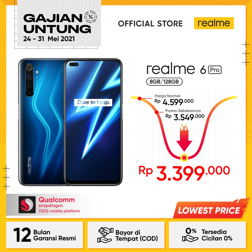 HP realme 6 Pro 8/128GB [64MP Quad Cam, 30W Flash Charge, 90Hz]