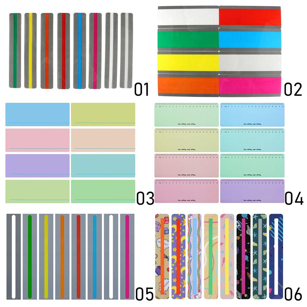 Top 8pcs / Set Pembatas Buku Portable Bahan Plastik PVC Warna-Warni