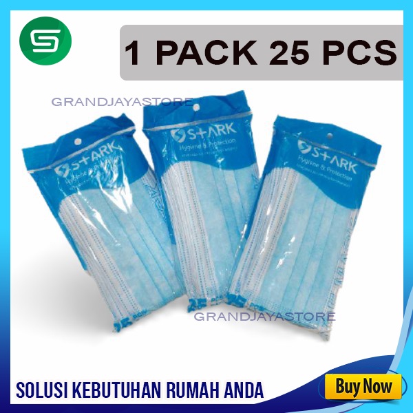 MASKER 3 PLY BIRU KEMASAN 1 PACK 25 PCS STARK