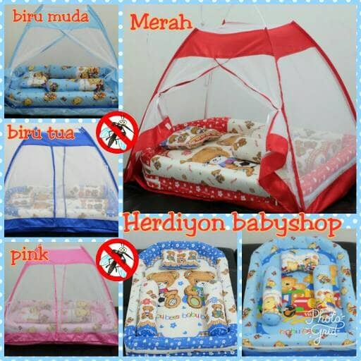 bayi kelambu  set kasur bayi tenda kelambu bantal guling selimut popok bedong perlak  kelambu bayi 