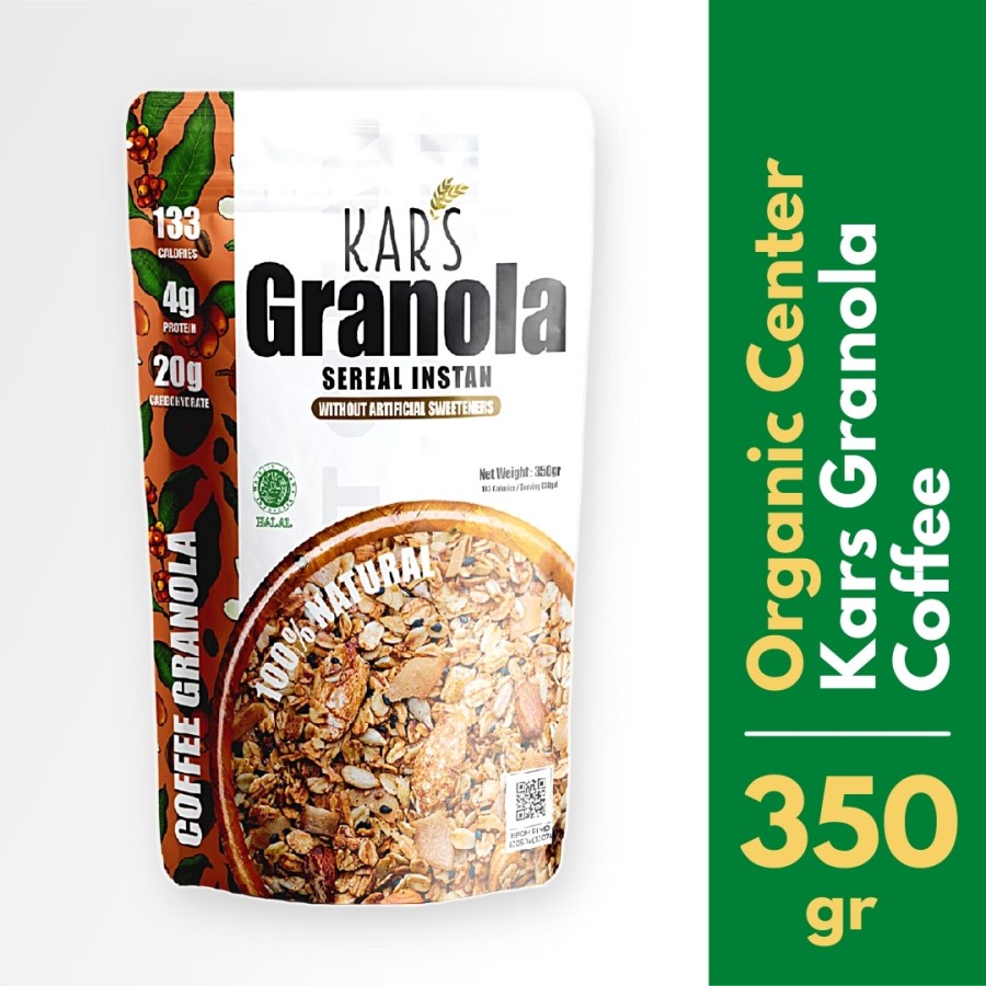 Organic Center - Kars Granola Coffe 350gr - Free Gluten - Makanan Diet - Cemilan Sehat