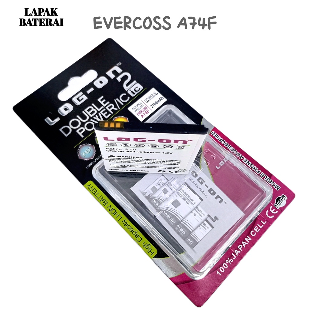 LOG - ON Evercoss A74F Baterai Double IC Protection Battery Batre