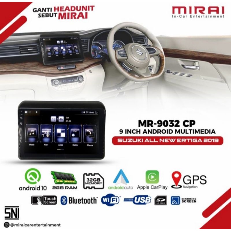 HEAD UNIT ANDROID MIRAI 9032CP ERTIGA BARU