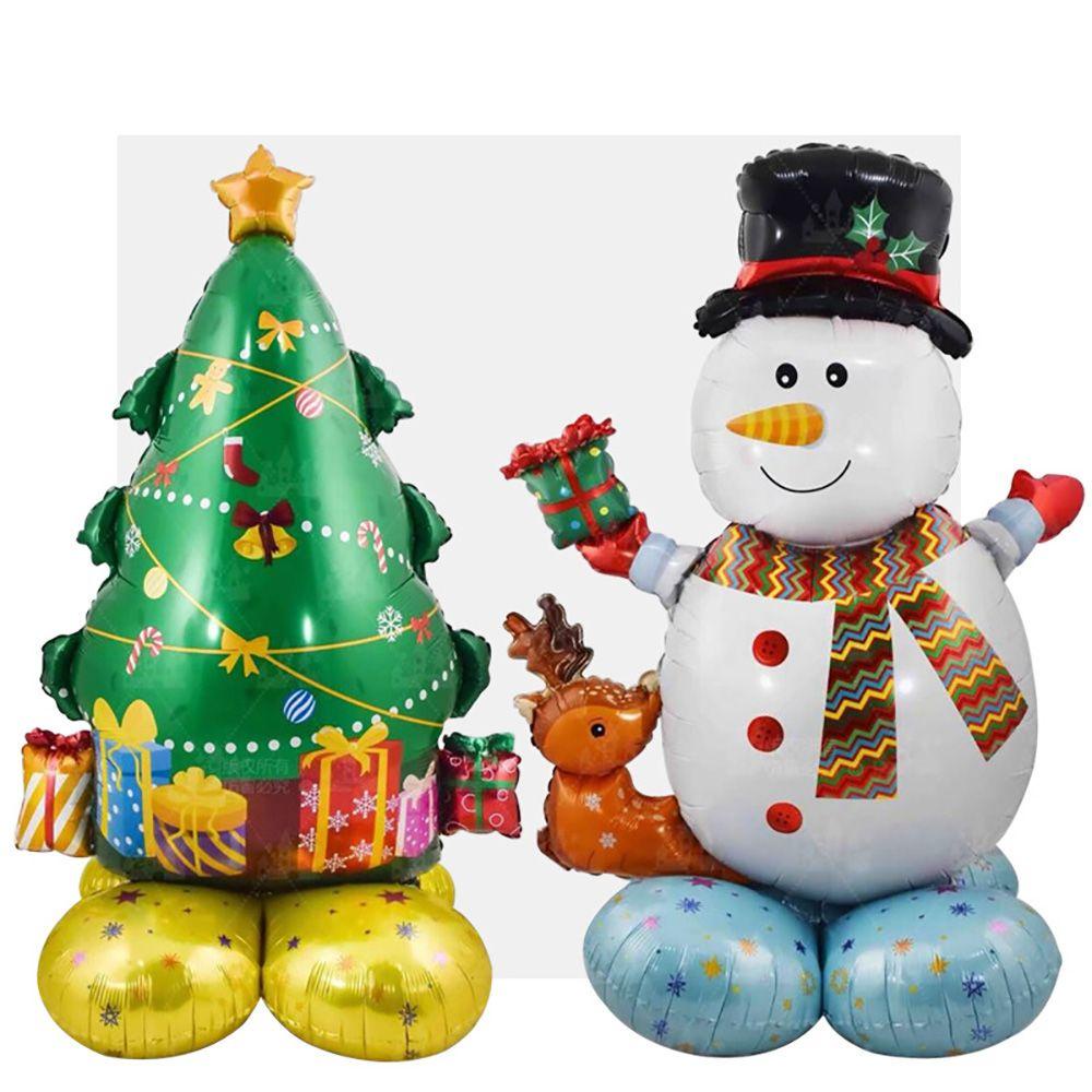 REBUY Standing Balon Tiup 1pcs Mainan Anak Santa, Snowman Shape Foil Christmas Series Santa Balon