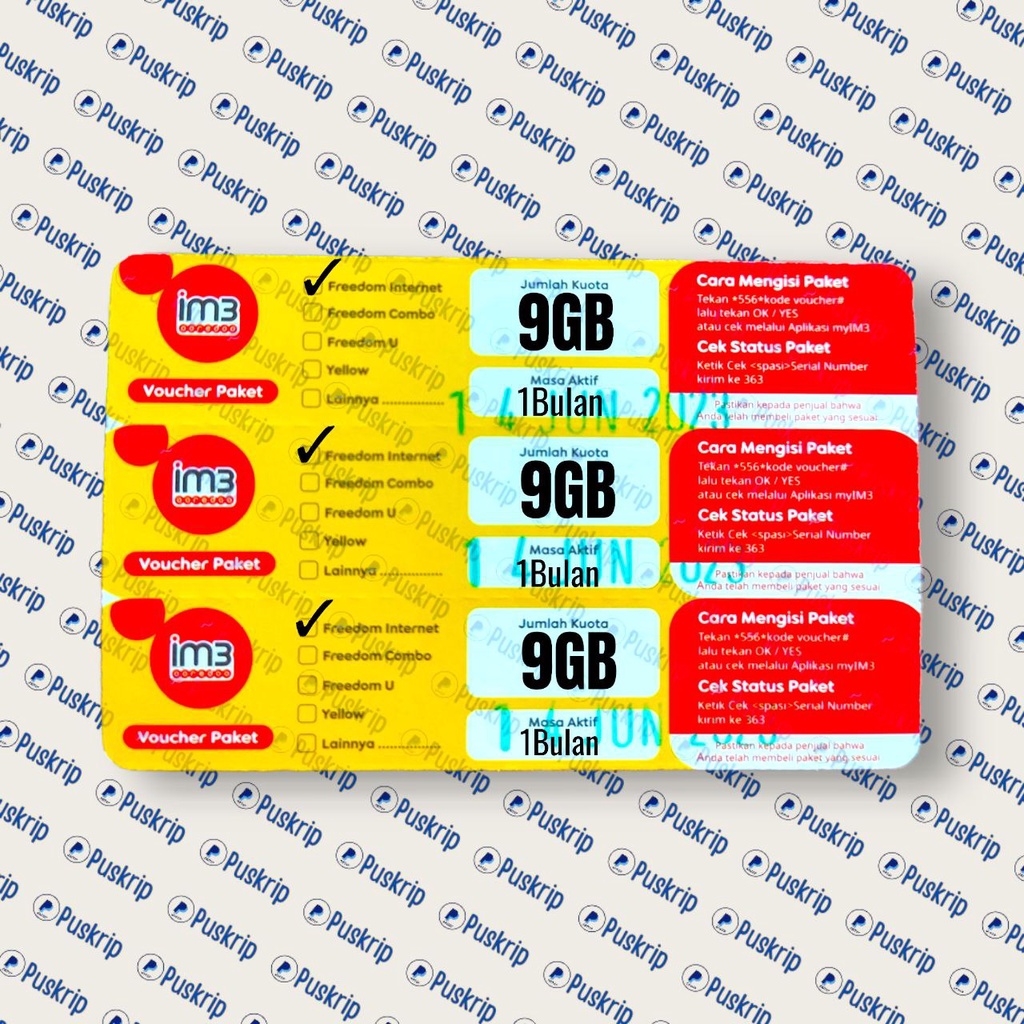 VOUCHER PAKET DATA INDOSAT FREEDOM INTERNET 9GB