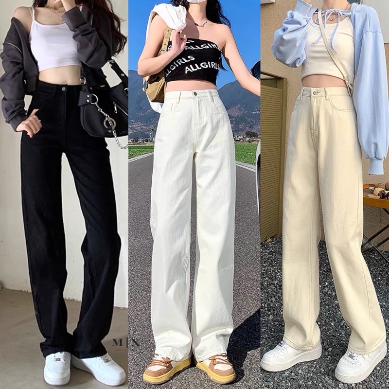 JEANS IMPORT HIGHWAIST PANTS CELANA DENIM WHITE LOOSE HW CULLOTE KULOT PUTIH CEWEK MX821