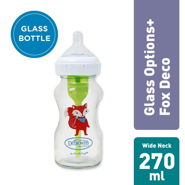 Dr. Brown's Glass Wide-Neck Options+ Bottle with Fox Deco 270ml