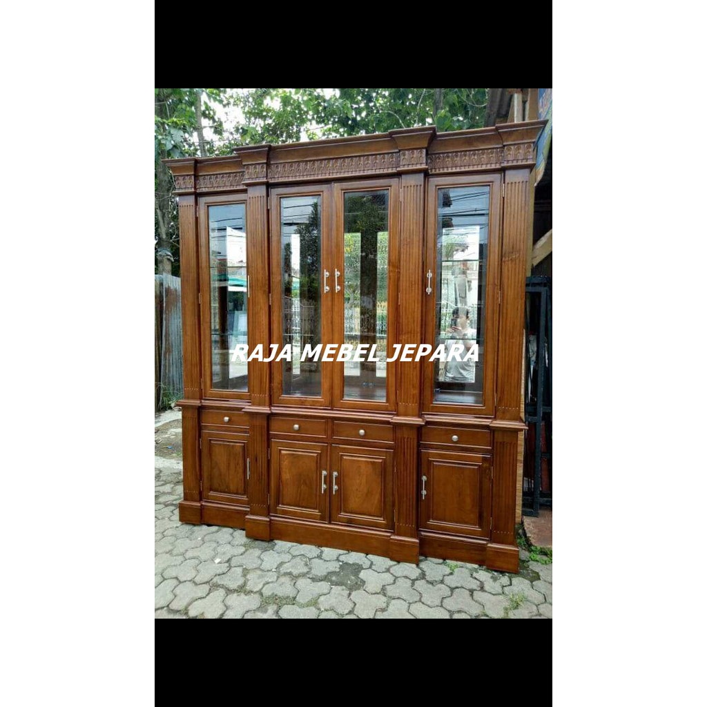 lemari hias minimalis jati jepara, furniture jepara