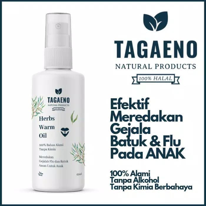 MEREDAKAN GEJALA BATUK DAN FLU ANAK - TAGAENO HERBS WARM OIL 60ml