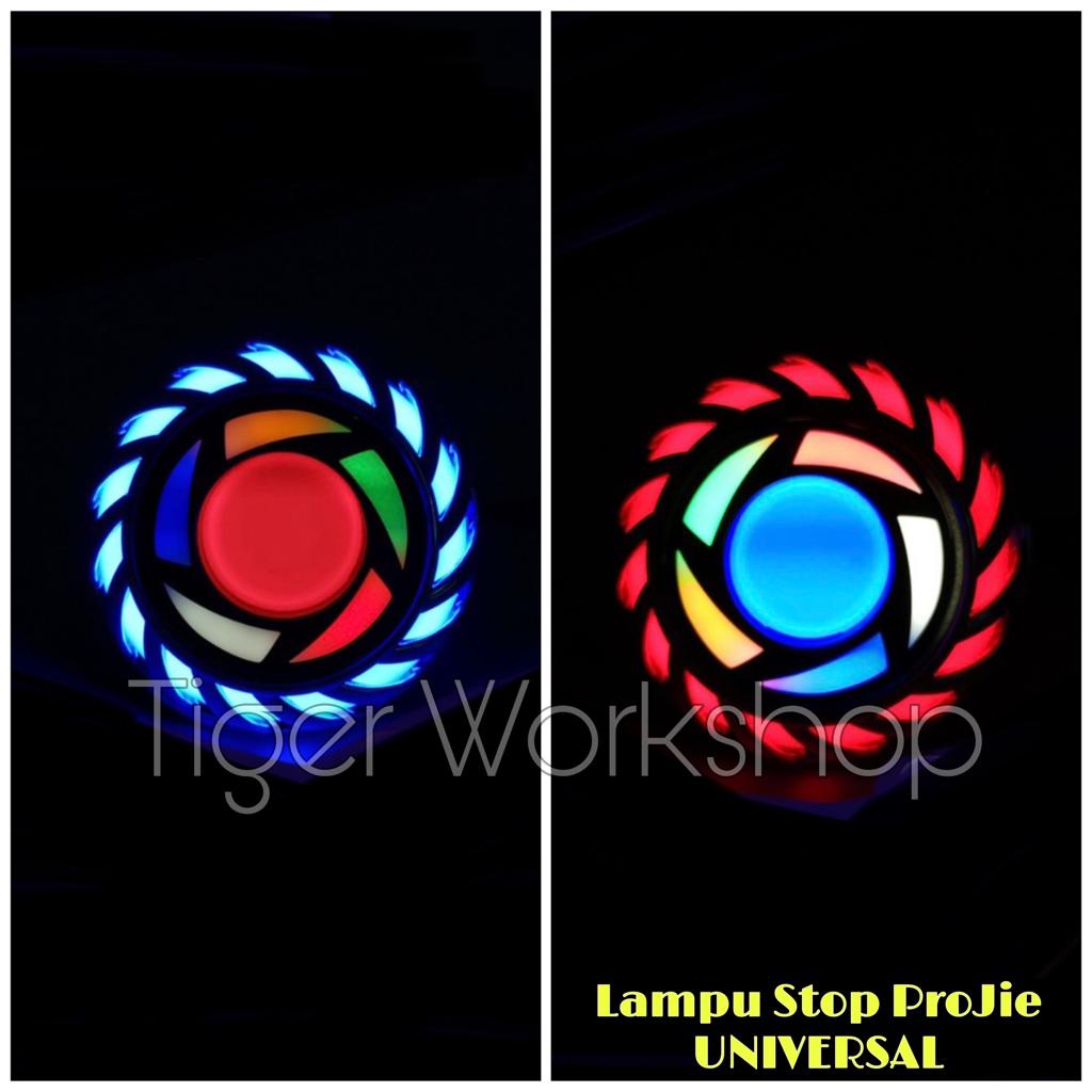 Lampu LED Stop Rem Stoplamp Projie Rainbow Spiral Kipas 2 Inch Flash Running Lampu Stop