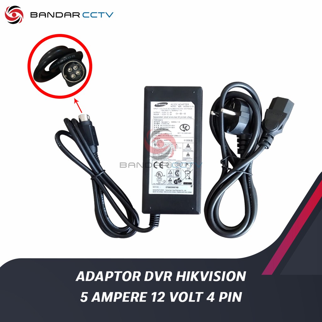 ADAPTOR UNTUK DVR HIKVISION 5 AMPERE 12 VOLT 4 PIN