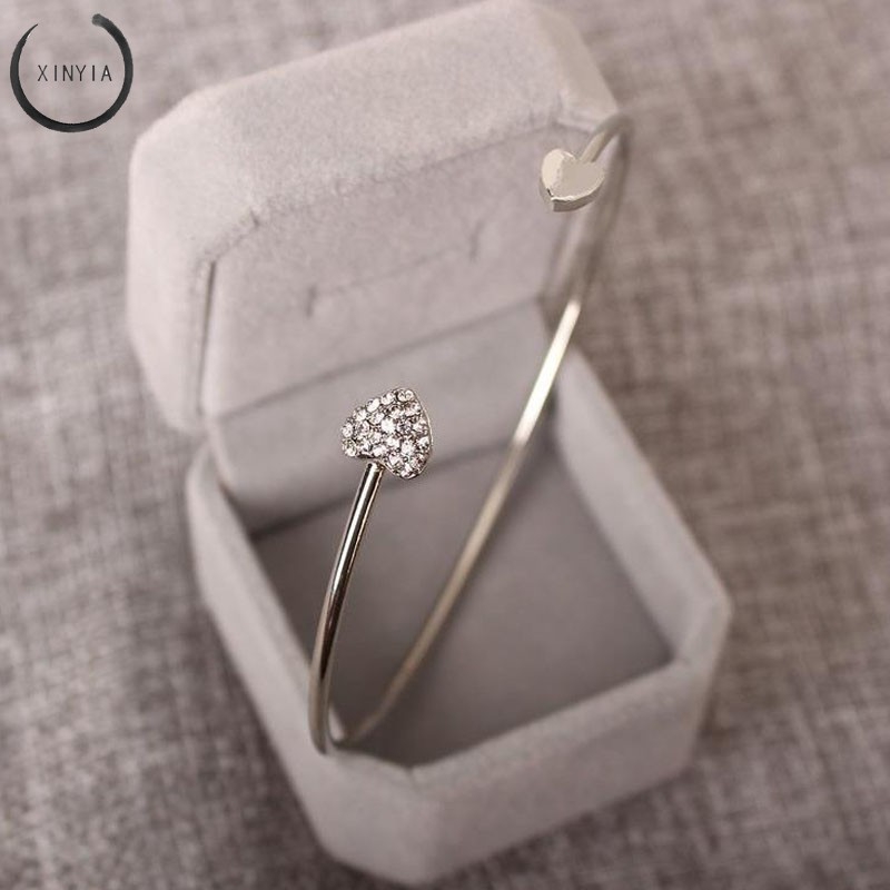 [Bayar Di Tempat],Gelang Tangan Model,Terbuka Desain,Hati Lapis Emas Gaya Korea Untuk Wanita