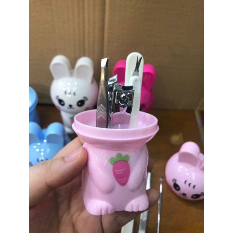 Manicure set Rabbit lucu model kelinci 6in1 / Manicure mini travel gantungan