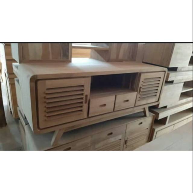meja bufet tv retro kayu jati mentah mebel jepara barokah