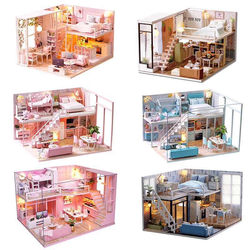 Cutebee Diy Dollhouse Miniatur Rumah Rumahan  Furnitur 