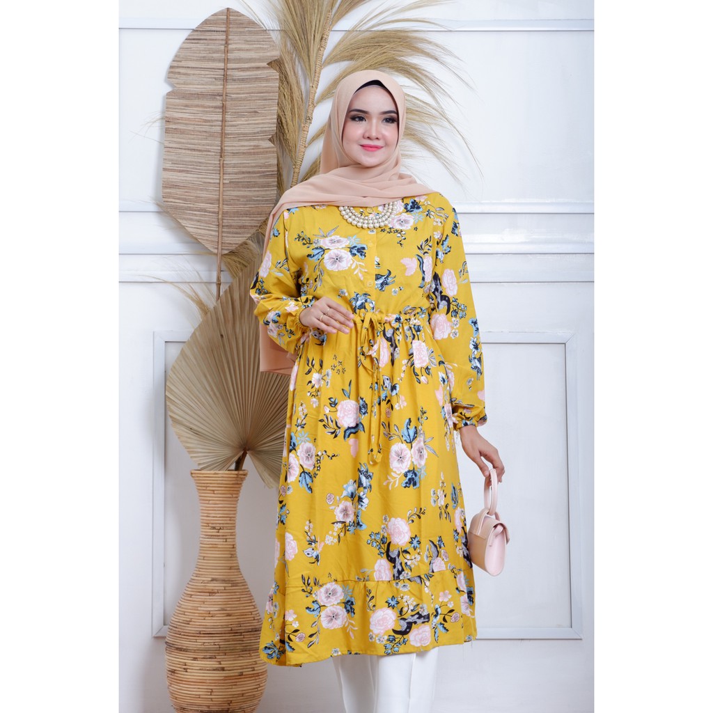 Tunik Motif Rayon Murah / Tunik Casual Motif / Tunik Remaja Kekinian / Tunik Motif Bunga / Tunik