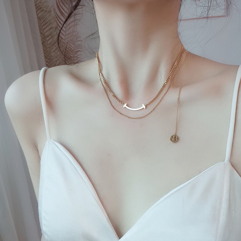 Kalung Model Double Layer Bentuk Geometris Ukuran Kecil | Kalung Rumbai | Kalung Rose Gold 18k | Kalung Bahan Stainless steel | Kalung Bahan Titanium Steel |