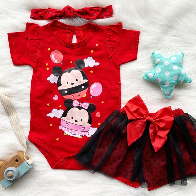 Tsum-tsum tutu pants jumper set baby 0-18 bulan romper bayi anak cewek lucu fashion