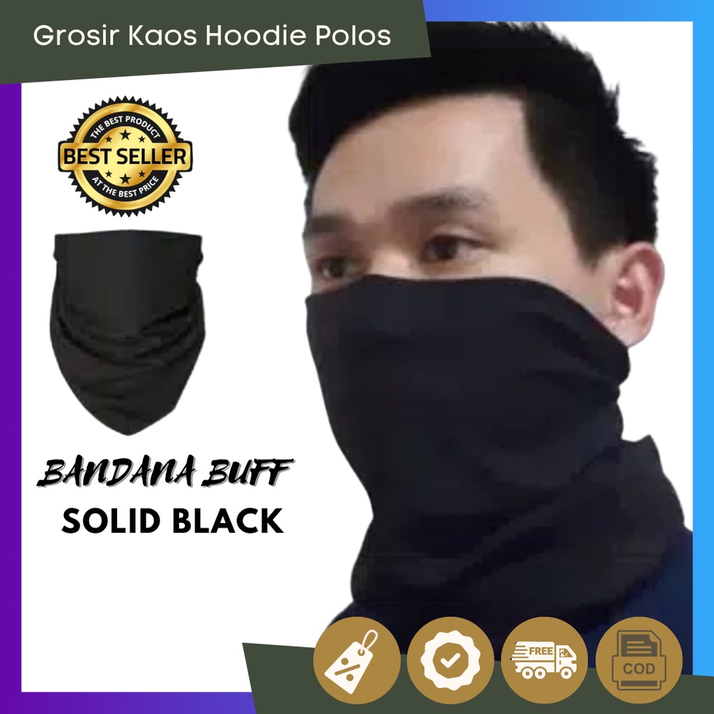 [COD] Masker Baff bandana multiguna hitam polos