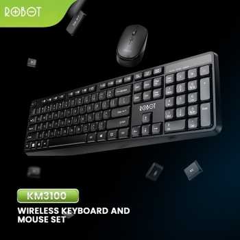 GARANSI 1 TAHUN SET KEYBOARD MOUSE WIRELESS ROBOT KM3100 PORTABEL