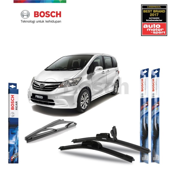 Wiper Depan Belakang Honda Freed Bosch Frameless Clear Advantage