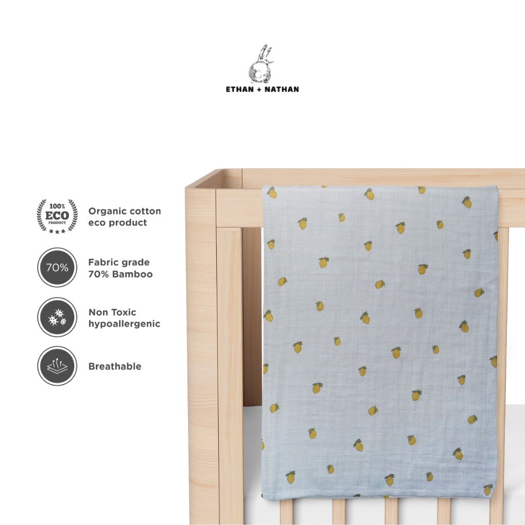 Ethan + Nathan Swaddle Blanket / Bedong Bayi Pattern - Lemon