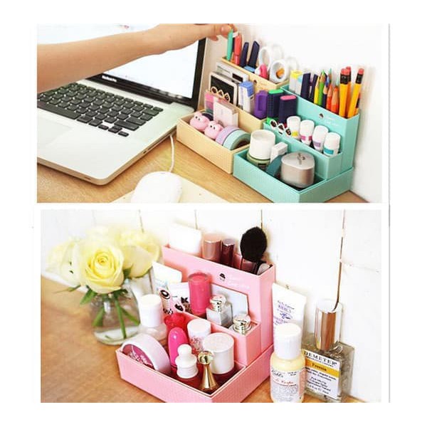 Tempat Make Up DIY rak Cosmetic box paper storage desktop meja rias