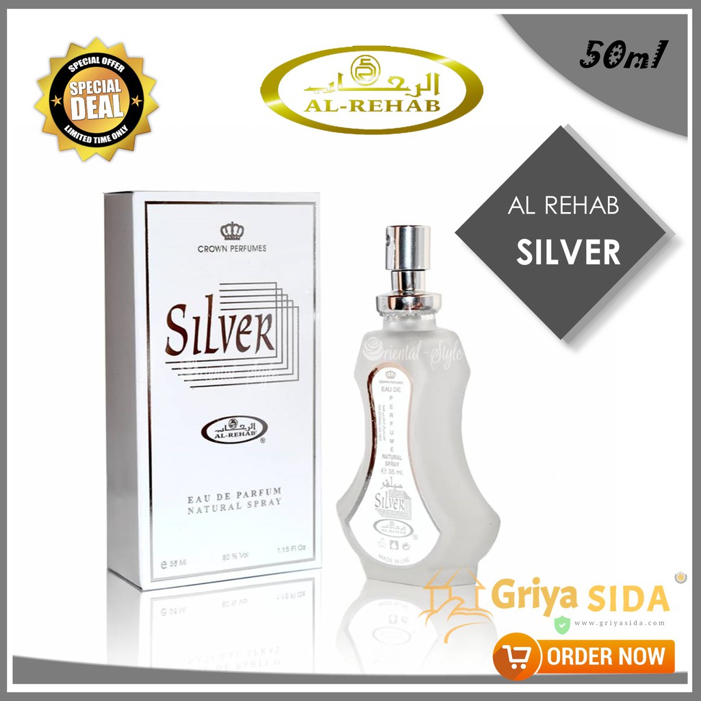 Parfum silver 35ml original silver minyak wangi alrehab spray aroma silver PROMO!