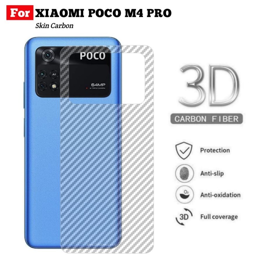 POCO M4 PRO / POCO M3 PROANTI GORES SKIN CARBON ANTI GORES BELAKANG SKIN TRANSPARAN ANTI JAMUR