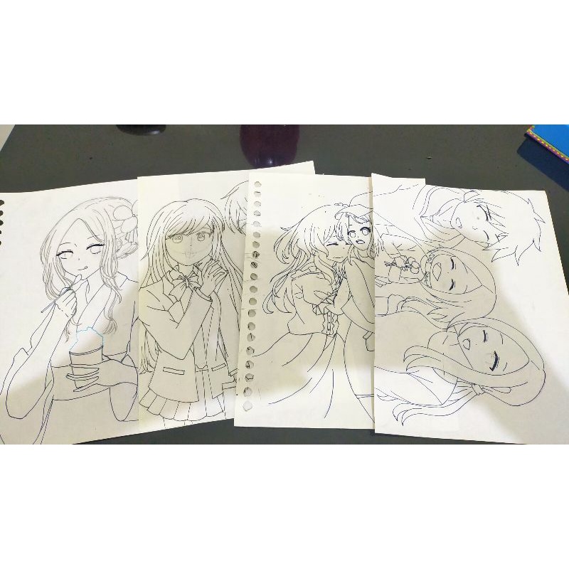 MANGA / LIGHT NOVEL JASA CUSTOM GAMBAR ANIME LINEART KERTAS A5
