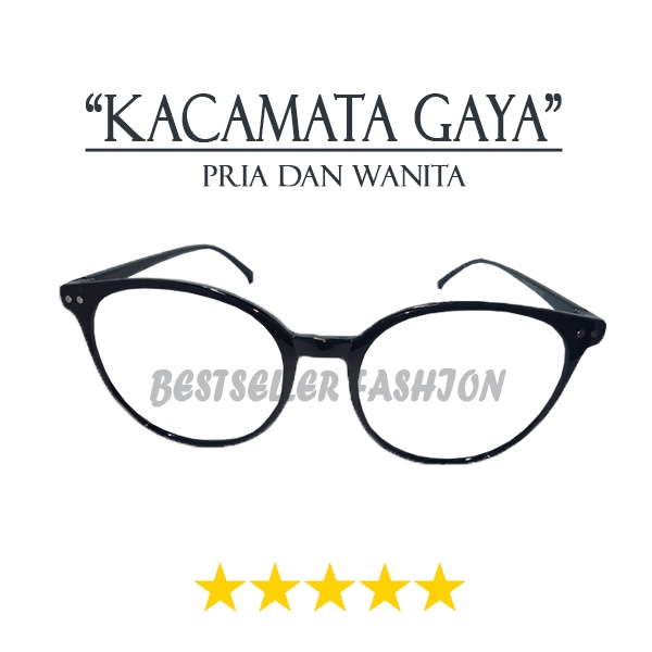 Kacamata Fashion Frame Oval Lensa Normal Bisa Untuk Pria dan Wanita Transparan Retro Vintage Frame Eyeglasses/Kacamata Vintage