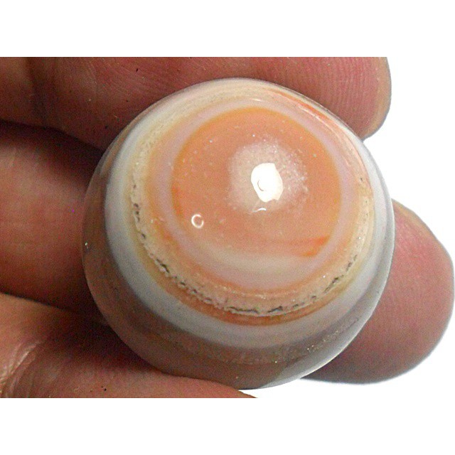 AG198 Round Cabochon 29ct Orange White Gray 'GREEK EVIL EYE' Picture Agate