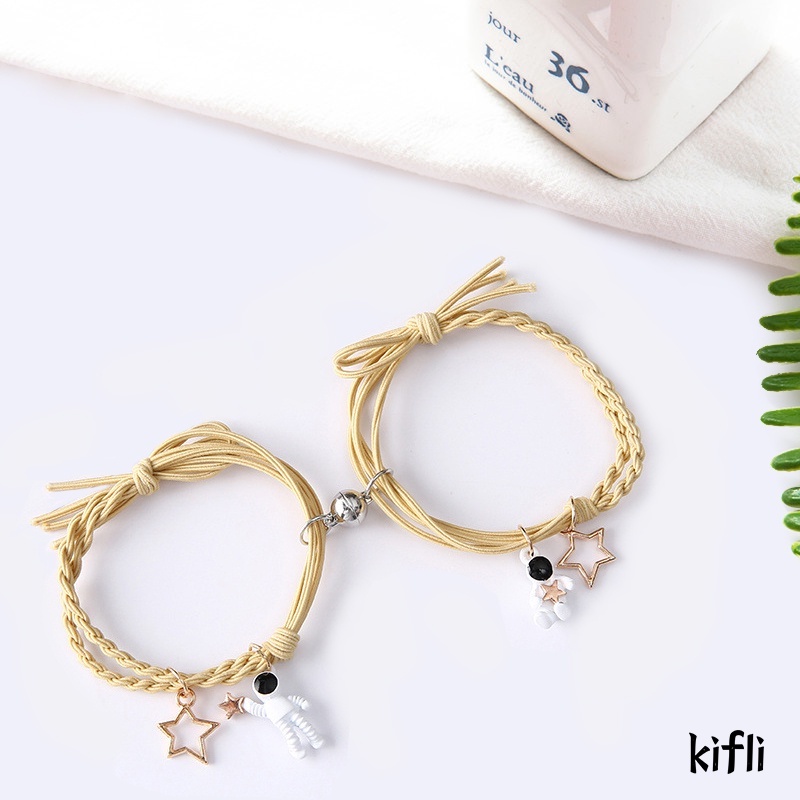 2 Pc,Korea Ins,Persahabatan Tali Jalinan Gelang Pasangan Magnetik,Gelang Astronot Seri