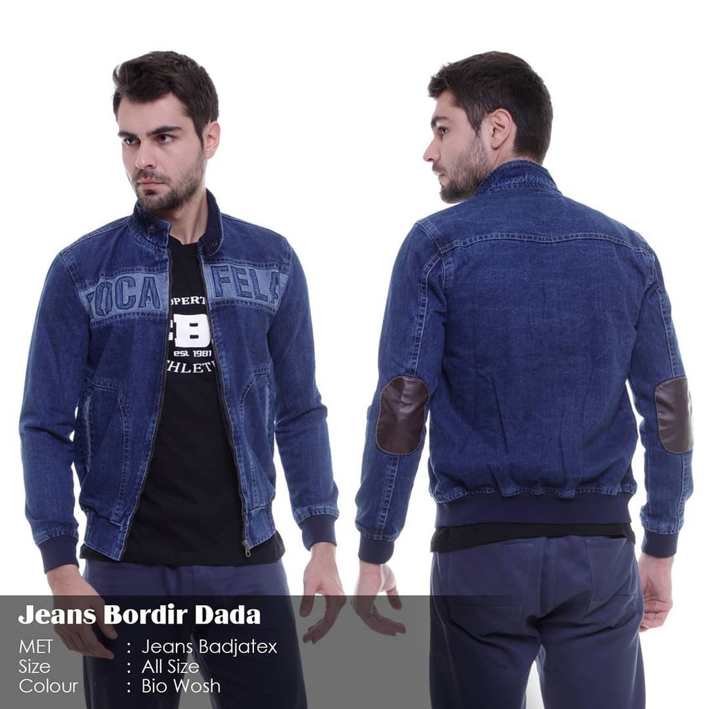 [COD] ORIGINAL JAKET ROCAFELA / JAKET JEANS RACAFELA BORDIR DADA / JAKET JEANS PRIA