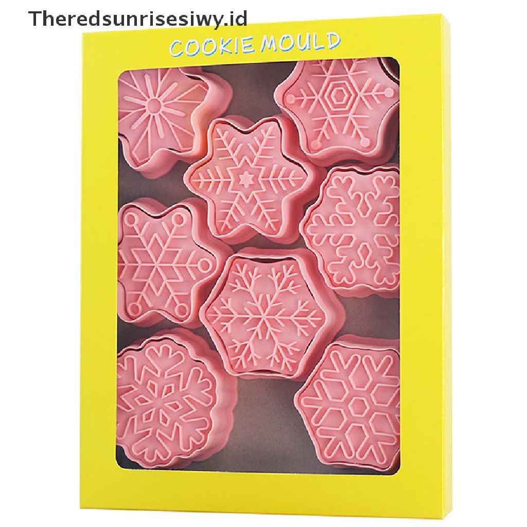 # Alat Rumah Tangga # 8pcs Cetakan Pemotong Kue / Biskuit / Fondant Bentuk Snowflake Bahan Plastik