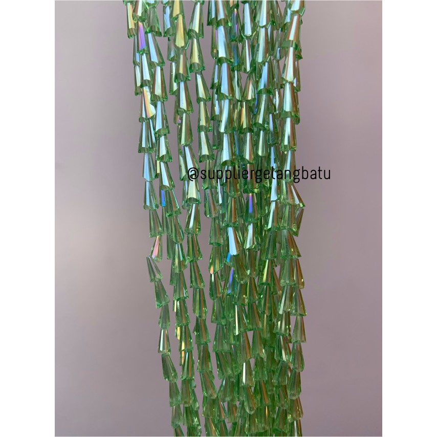 kristal terompet 8 x 4mm soft green quartz crystal rajut bahan PAGODA